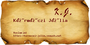 Körmöczi Júlia névjegykártya